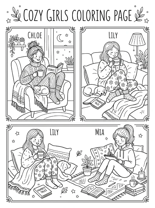 Cozy Girls para colorir 46
