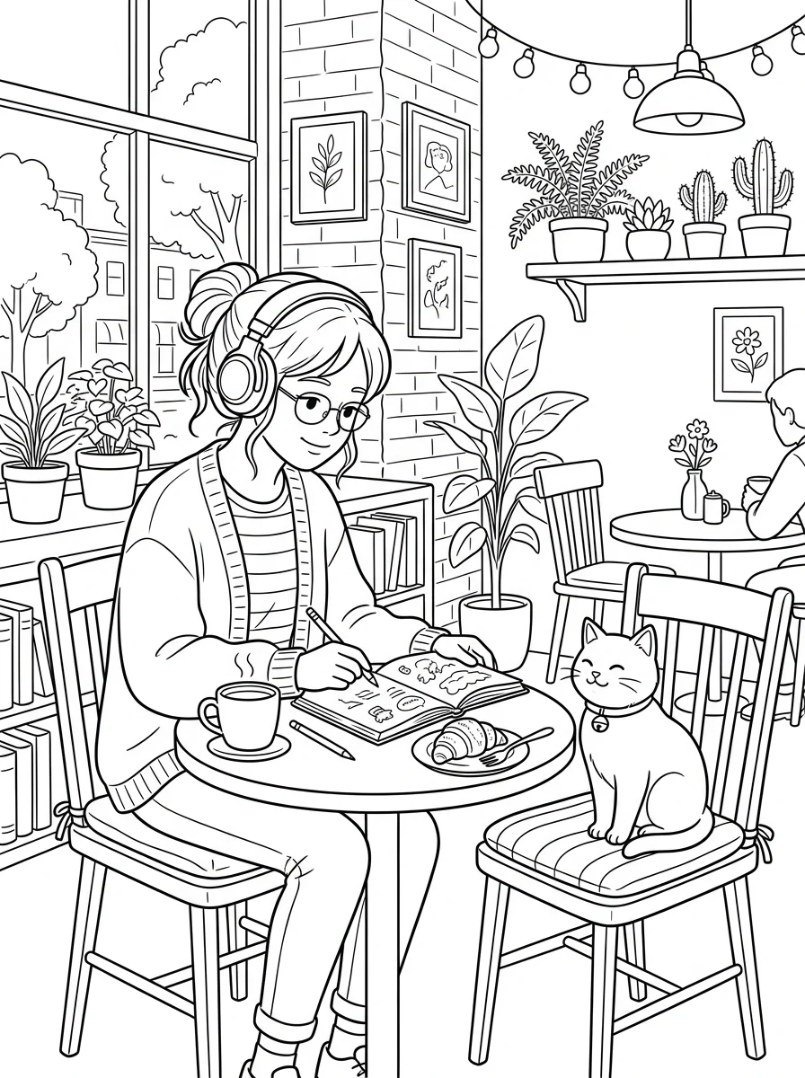 Desenho Lo-Fi Girls para colorir 1