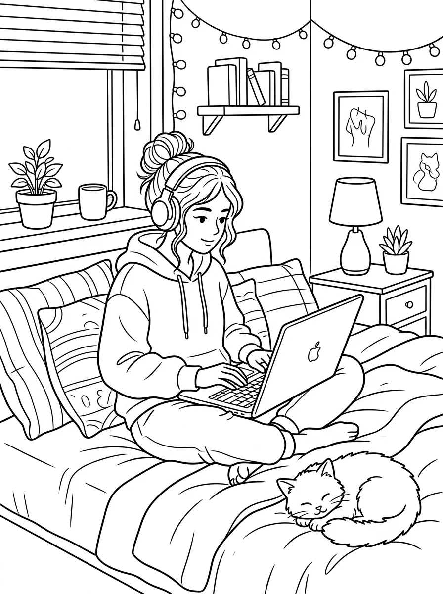 Desenho Lo-Fi Girls para colorir 100