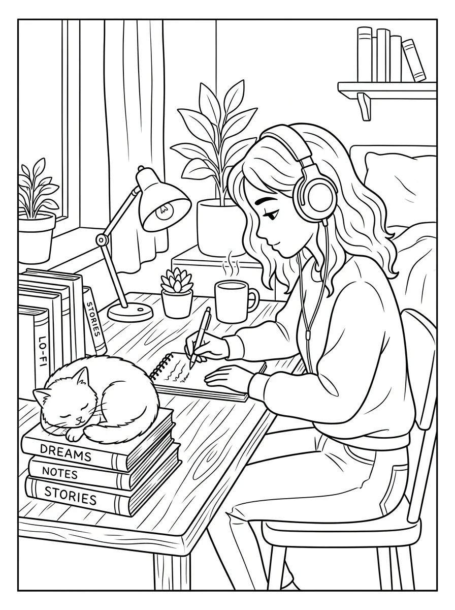 Desenho Lo-Fi Girls para colorir 106