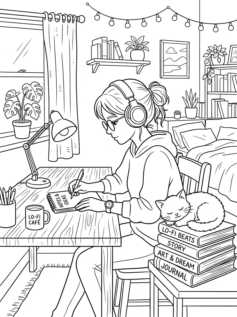 Desenho Lo-Fi Girls para colorir 107