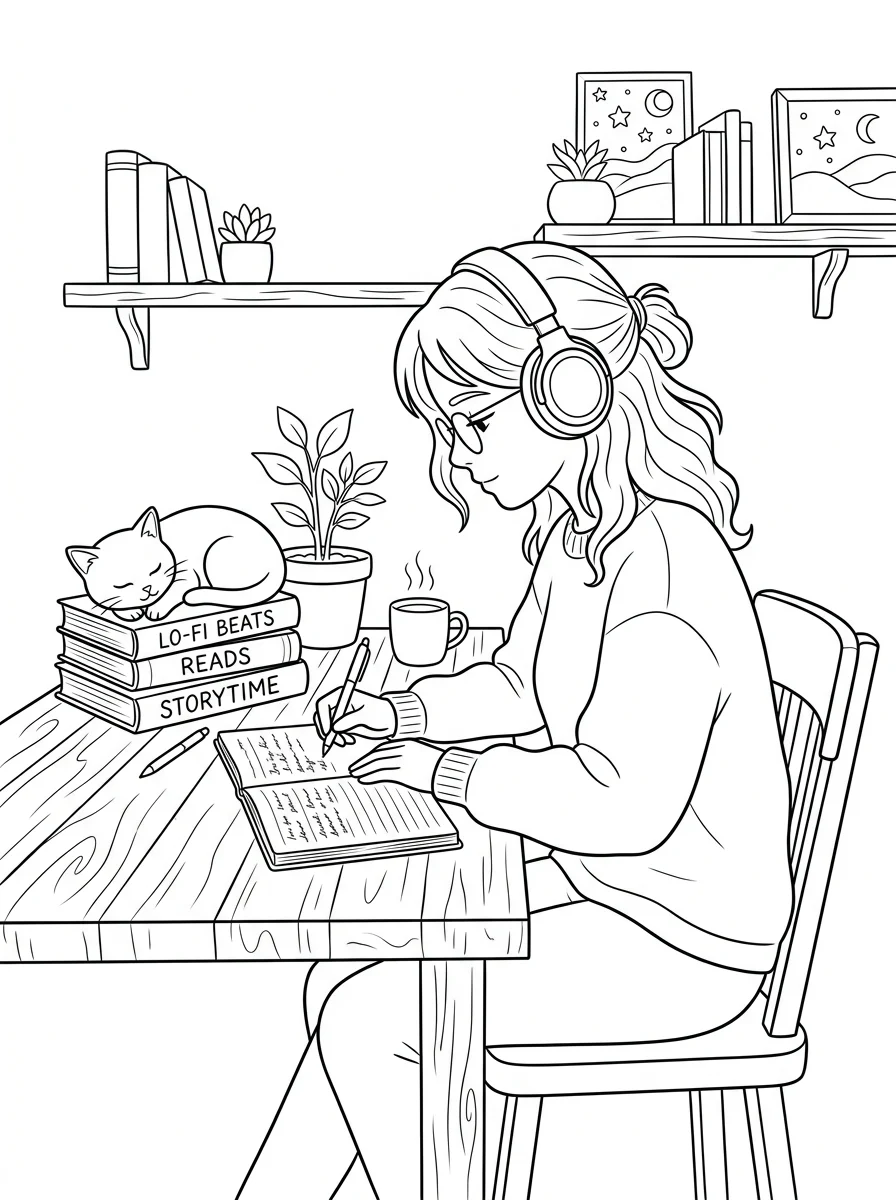 Desenho Lo-Fi Girls para colorir 110