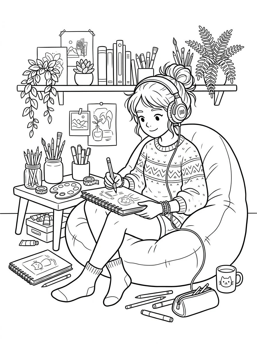 Desenho Lo-Fi Girls para colorir 111