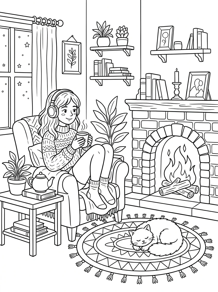 Desenho Lo-Fi Girls para colorir 14