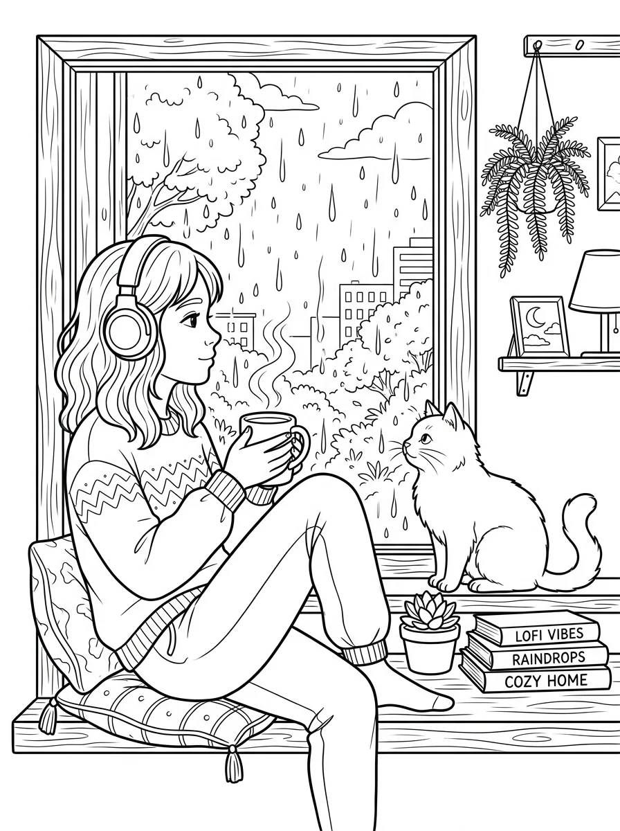 Desenho Lo-Fi Girls para colorir 16