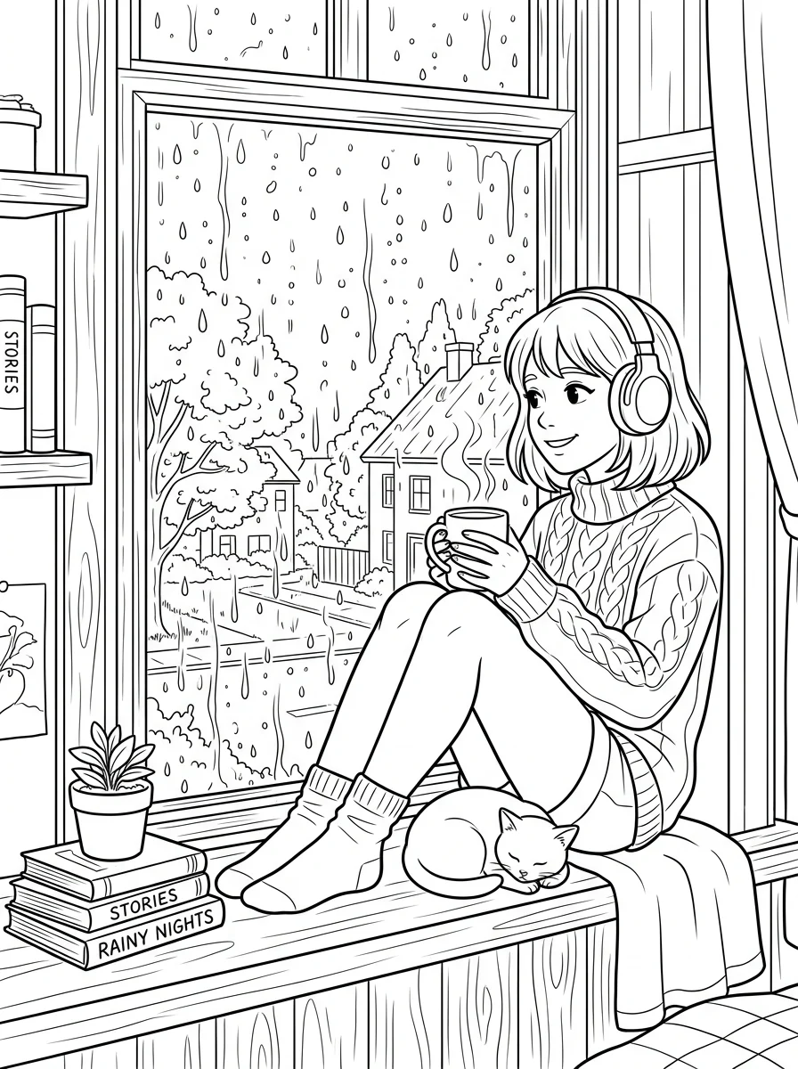 Desenho Lo-Fi Girls para colorir 17