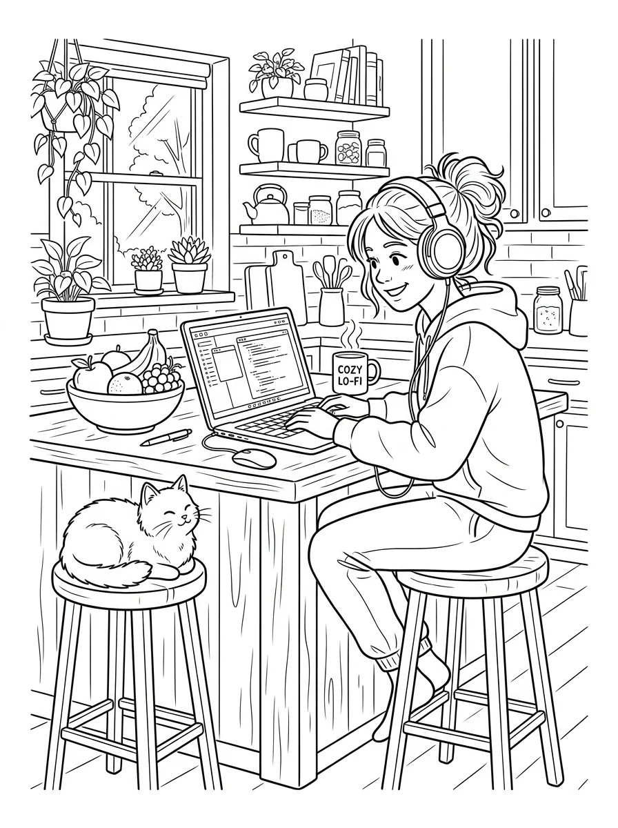 Desenho Lo-Fi Girls para colorir 2