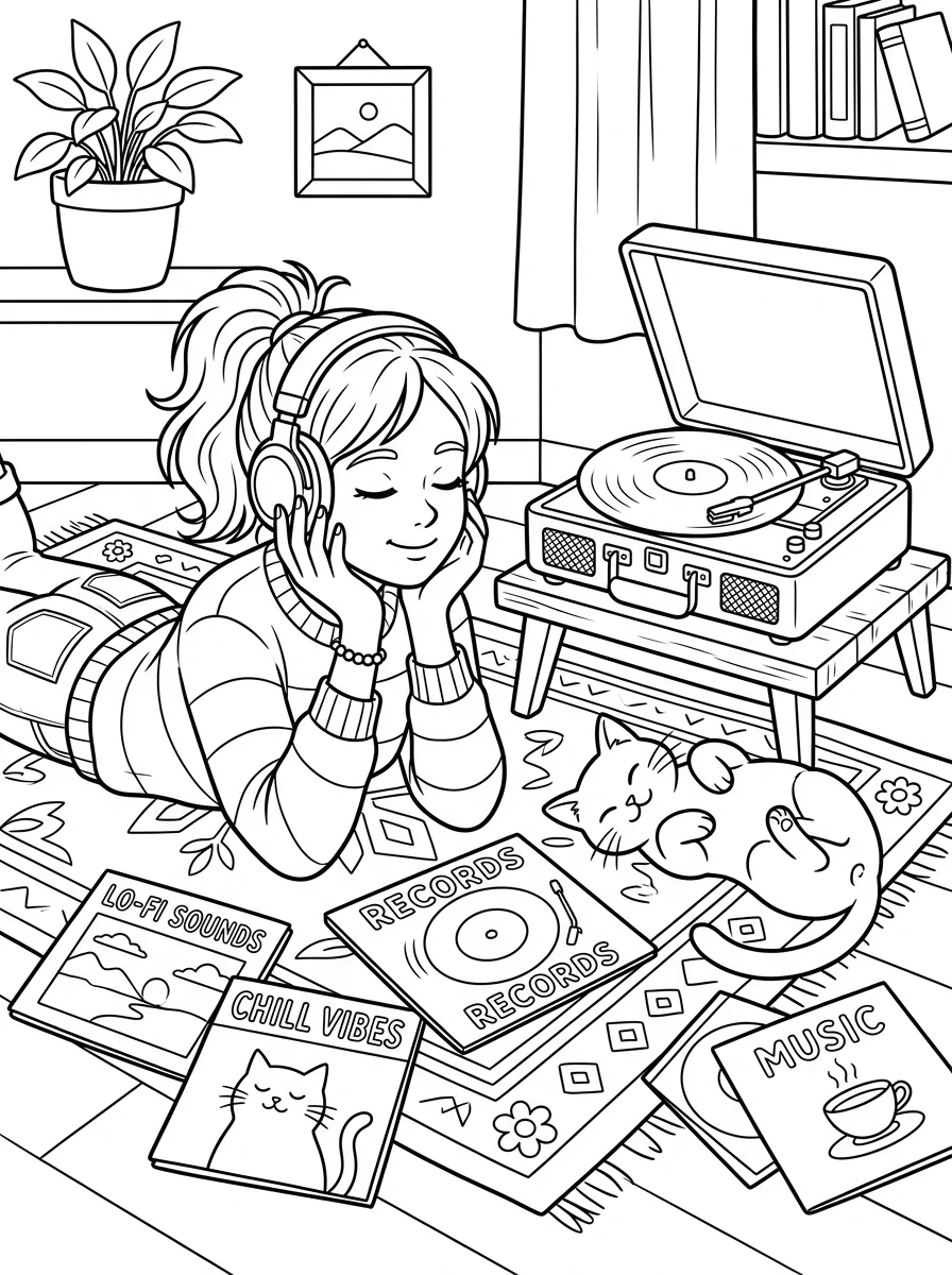 Desenho Lo-Fi Girls para colorir 20