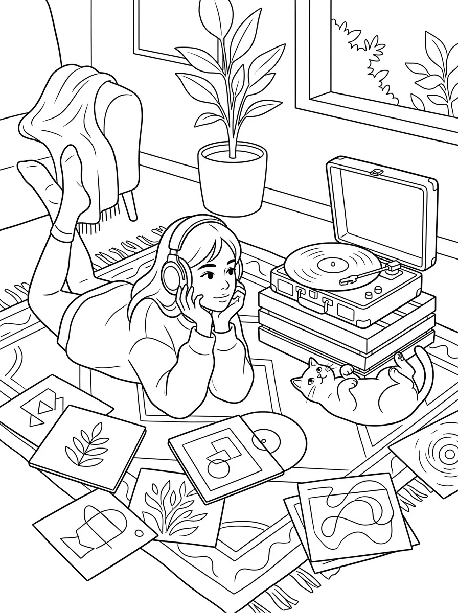 Desenho Lo-Fi Girls para colorir 23