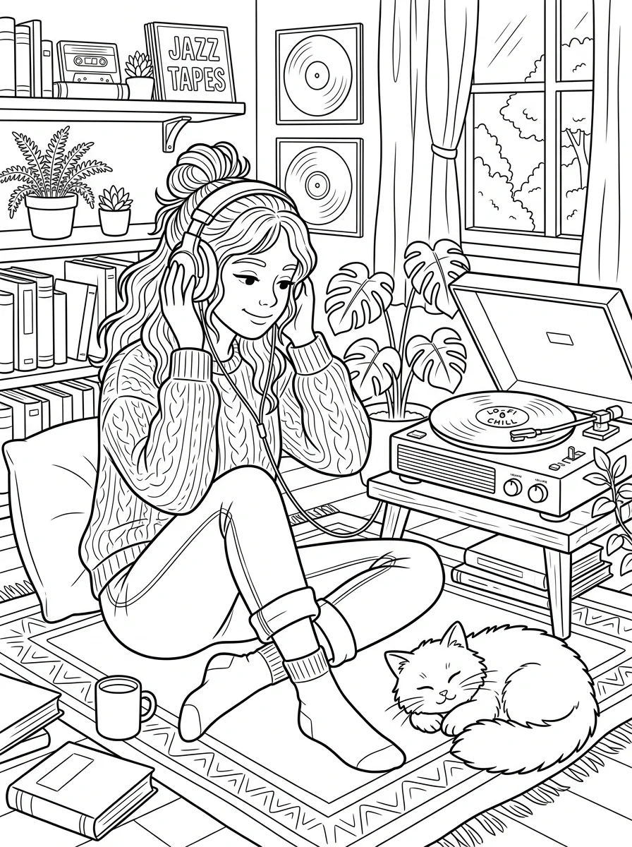 Desenho Lo-Fi Girls para colorir 24