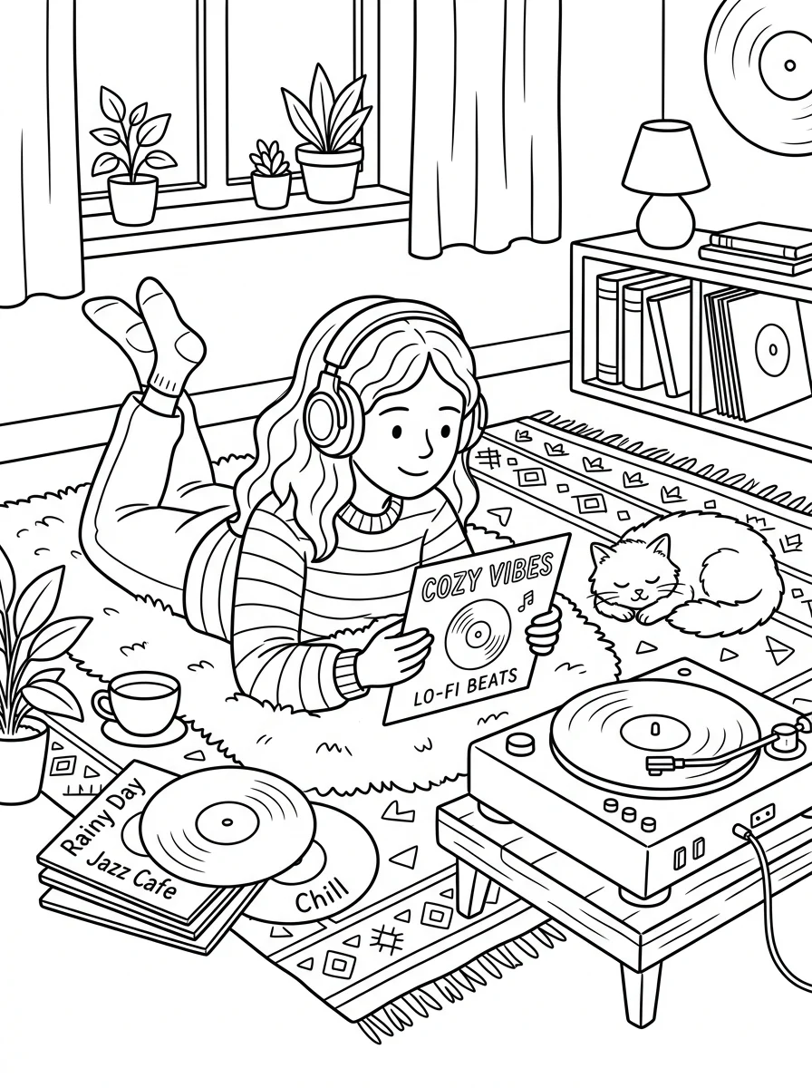 Desenho Lo-Fi Girls para colorir 25