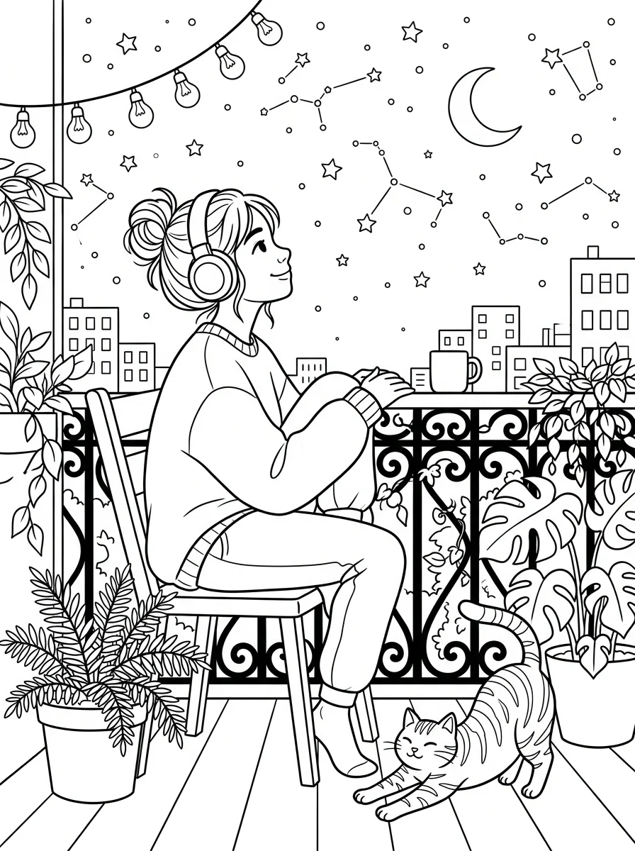 Desenho Lo-Fi Girls para colorir 28