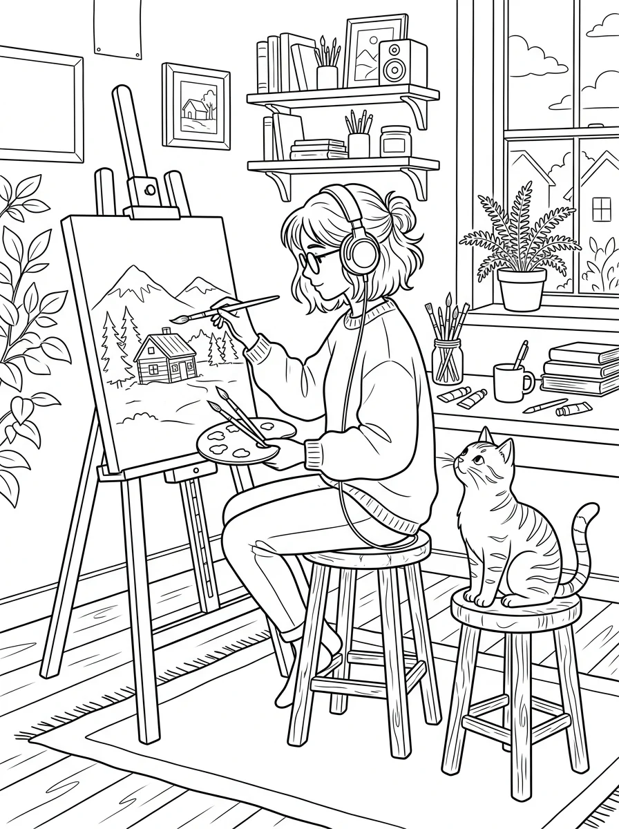 Desenho Lo-Fi Girls para colorir 34