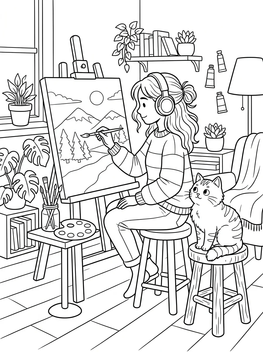 Desenho Lo-Fi Girls para colorir 35