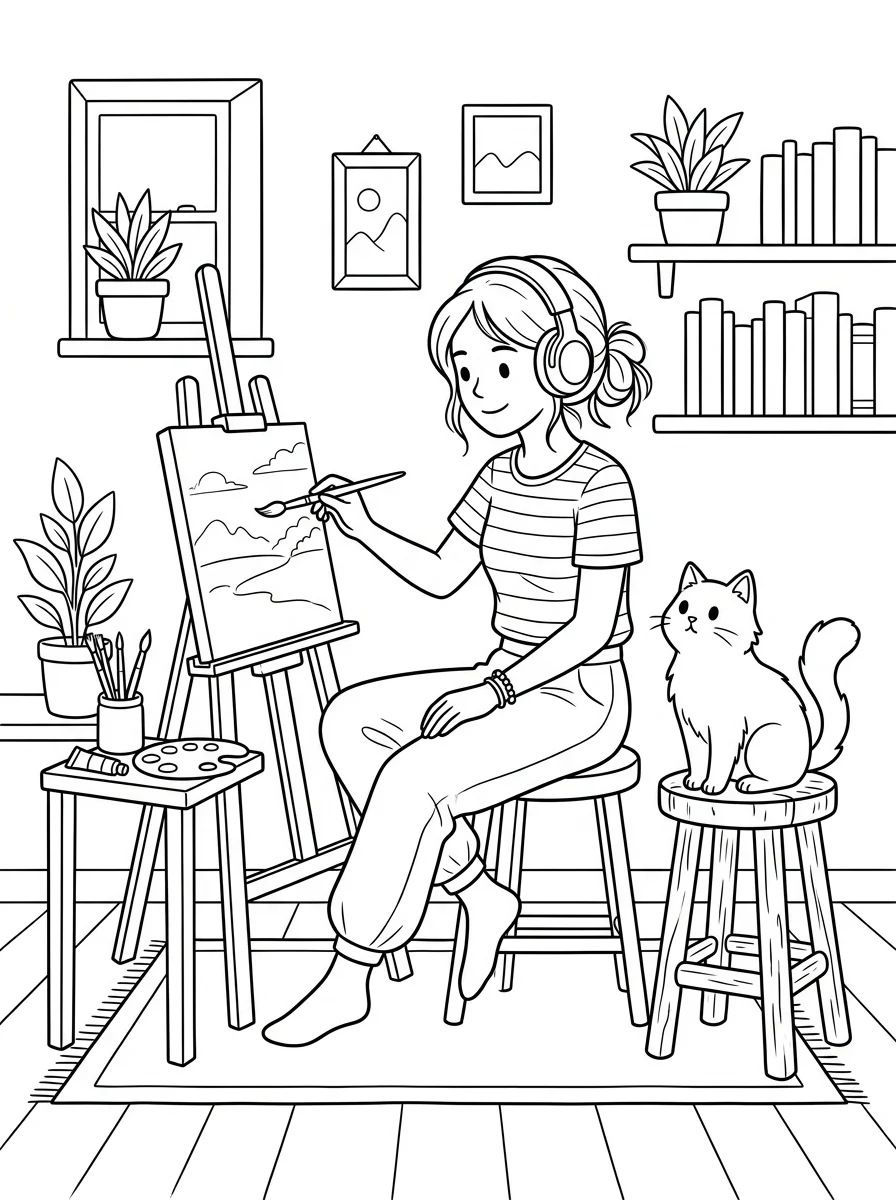 Desenho Lo-Fi Girls para colorir 37