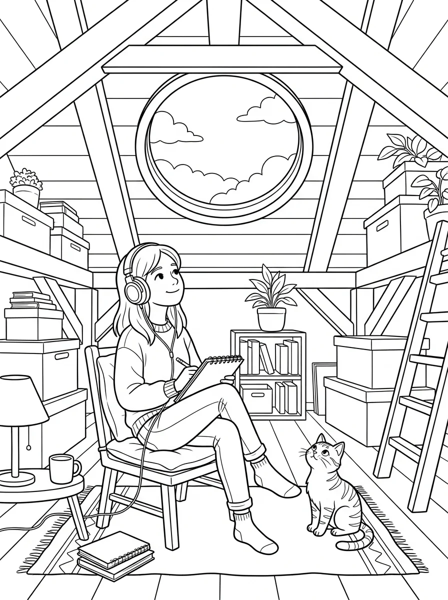 Desenho Lo-Fi Girls para colorir 4