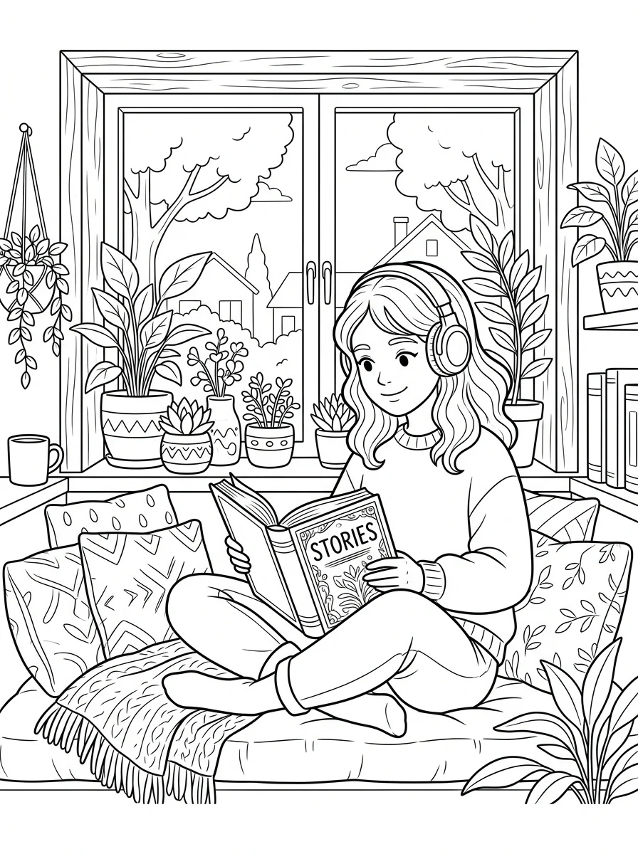 Desenho Lo-Fi Girls para colorir 45