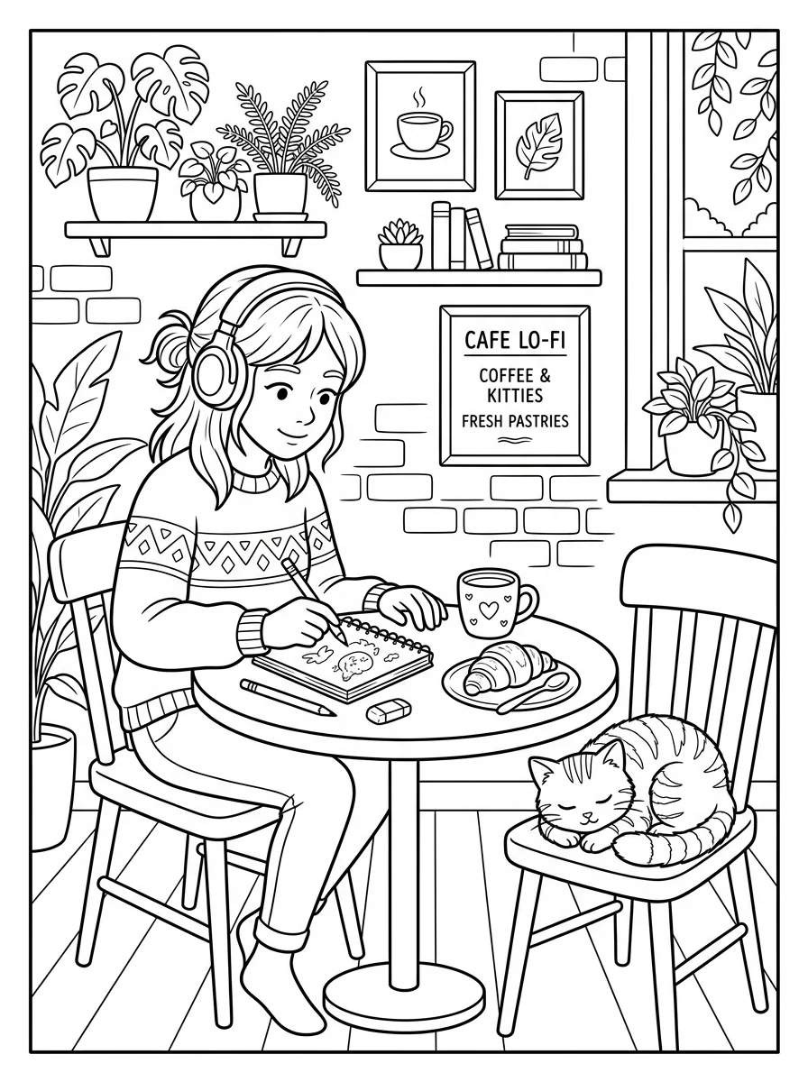 Desenho Lo-Fi Girls para colorir 6