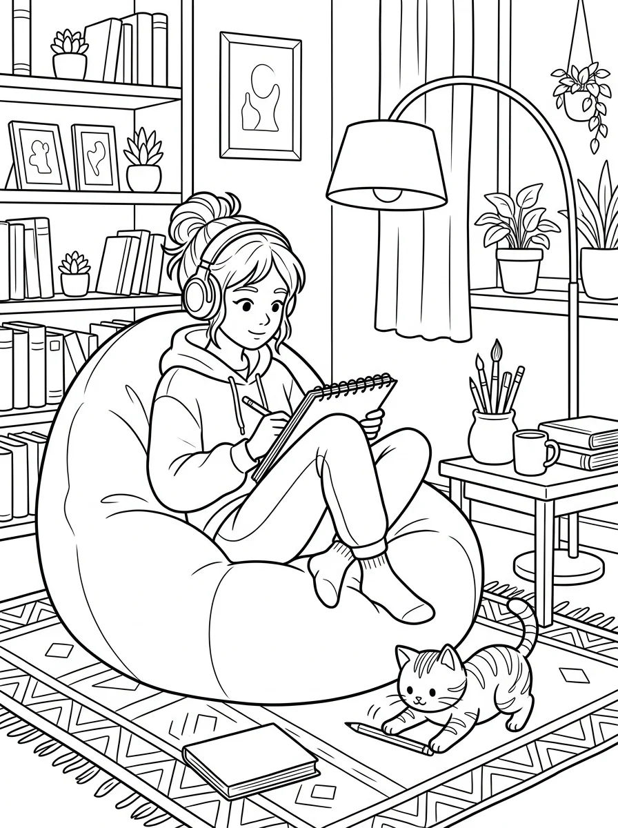 Desenho Lo-Fi Girls para colorir 66