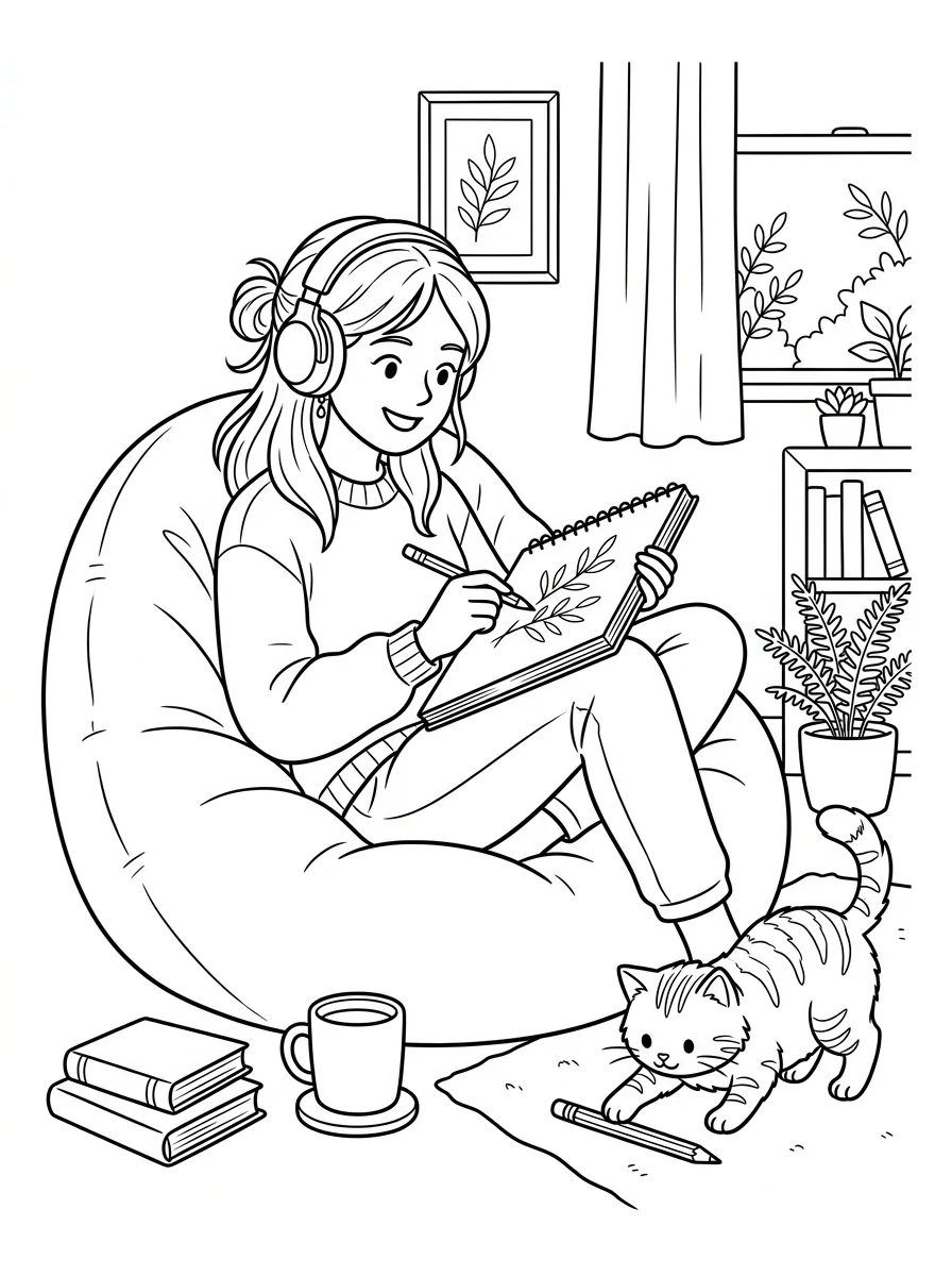 Desenho Lo-Fi Girls para colorir 69