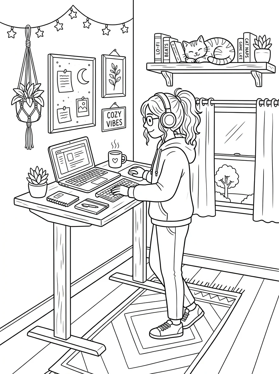 Desenho Lo-Fi Girls para colorir 7