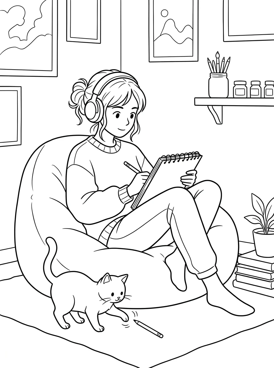 Desenho Lo-Fi Girls para colorir 70
