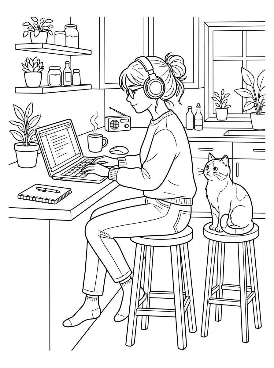 Desenho Lo-Fi Girls para colorir 74