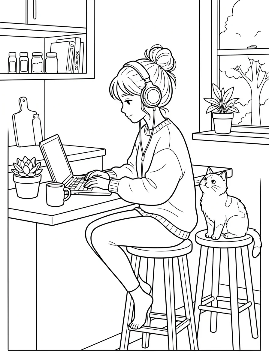 Desenho Lo-Fi Girls para colorir 76