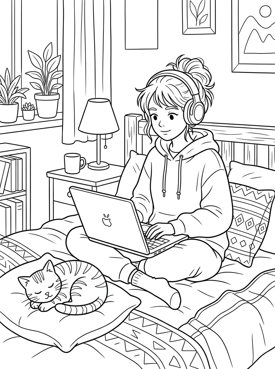 Desenho Lo-Fi Girls para colorir 77