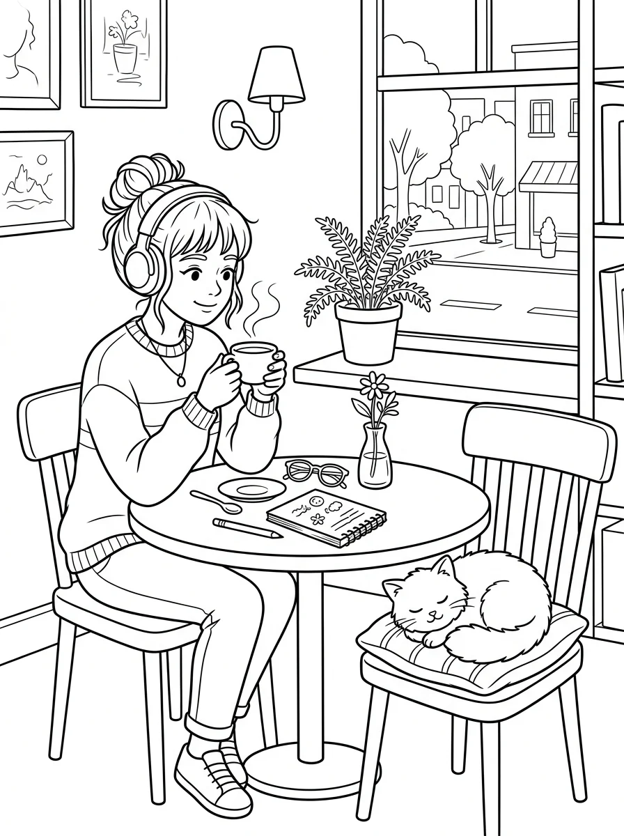 Desenho Lo-Fi Girls para colorir 86