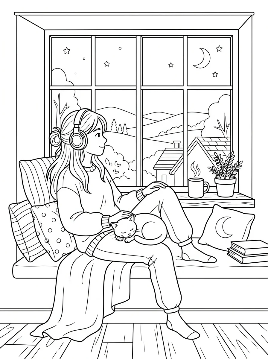 Desenho Lo-Fi Girls para colorir 92