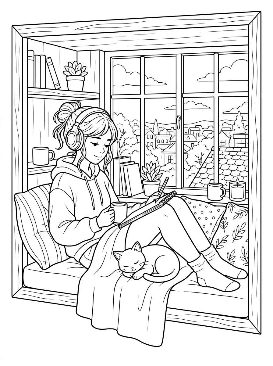 Desenho Lo-Fi Girls para colorir 93