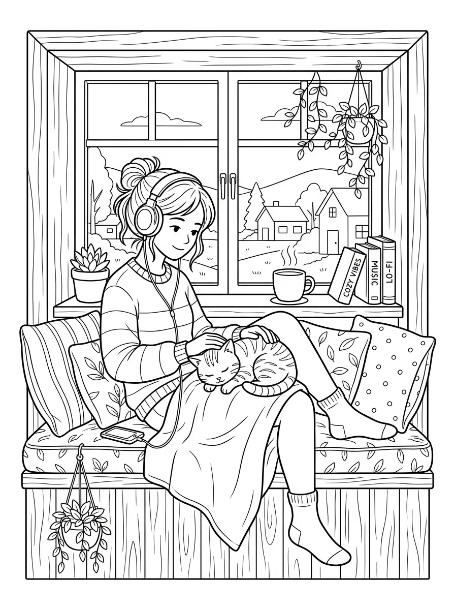 Desenho Lo-Fi Girls para colorir 94