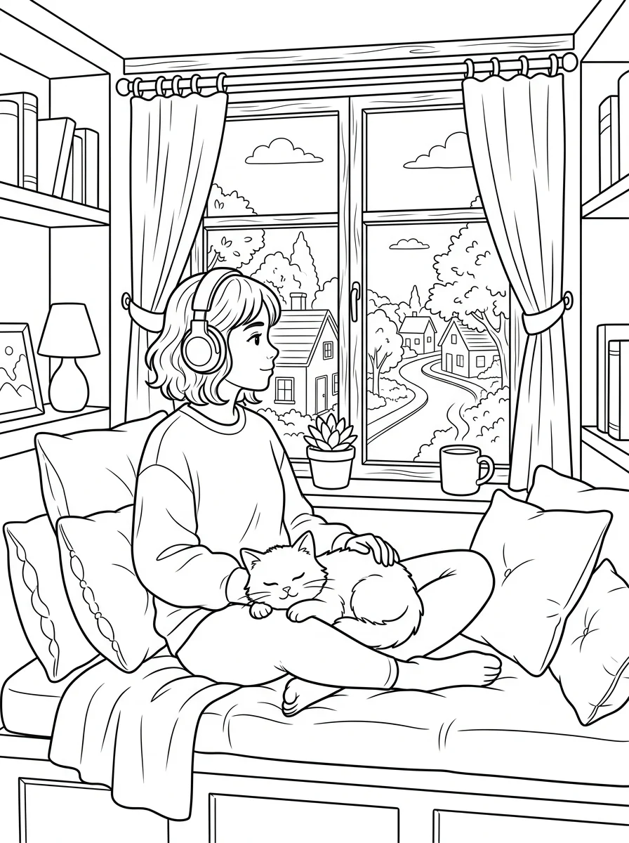 Desenho Lo-Fi Girls para colorir 95