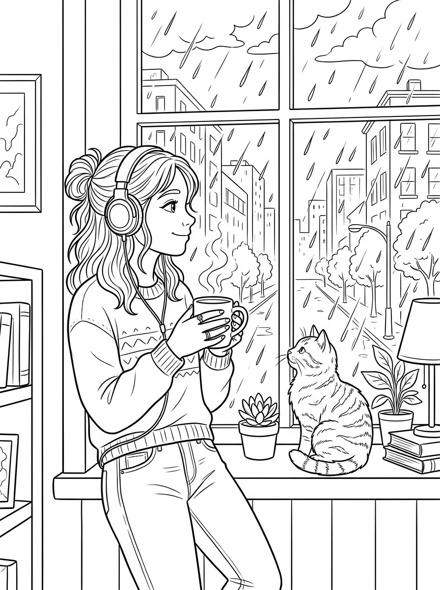 Desenho Lo-Fi Girls para colorir 97