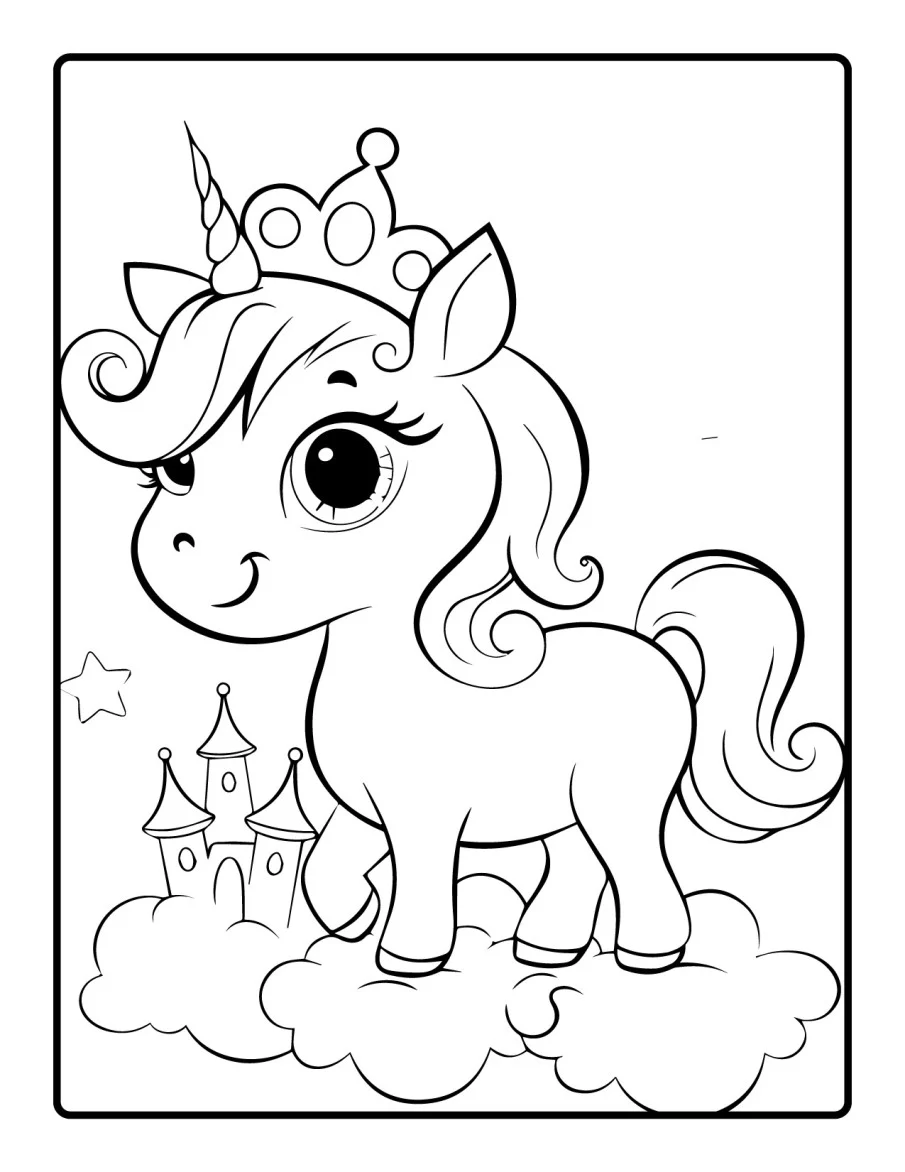 Desenho simples de Baby Unicórnio para colorir 1