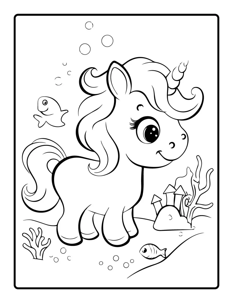 Desenho simples de Baby Unicórnio para colorir 10