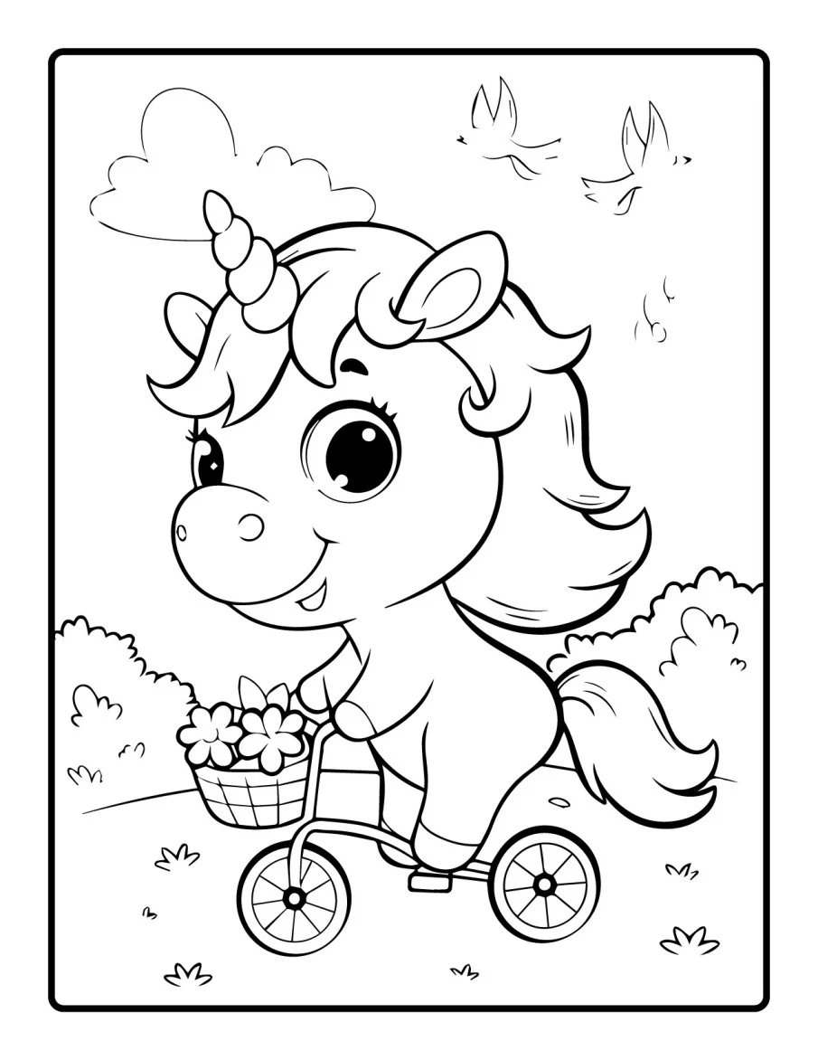 Desenho simples de Baby Unicórnio para colorir 12