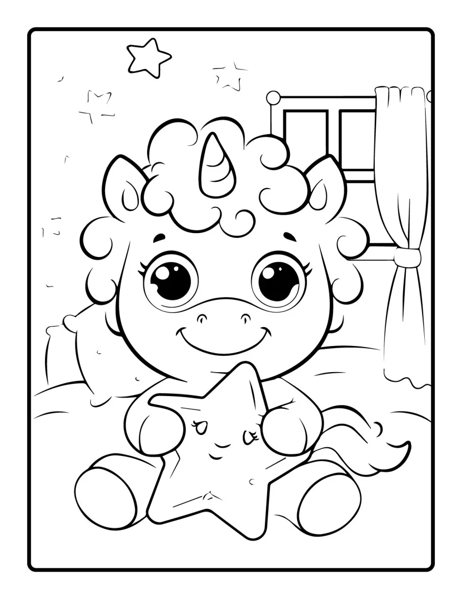 Desenho simples de Baby Unicórnio para colorir 14
