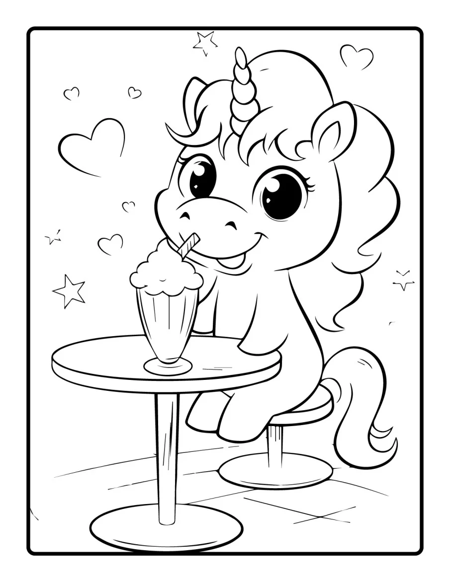 Desenho simples de Baby Unicórnio para colorir 15