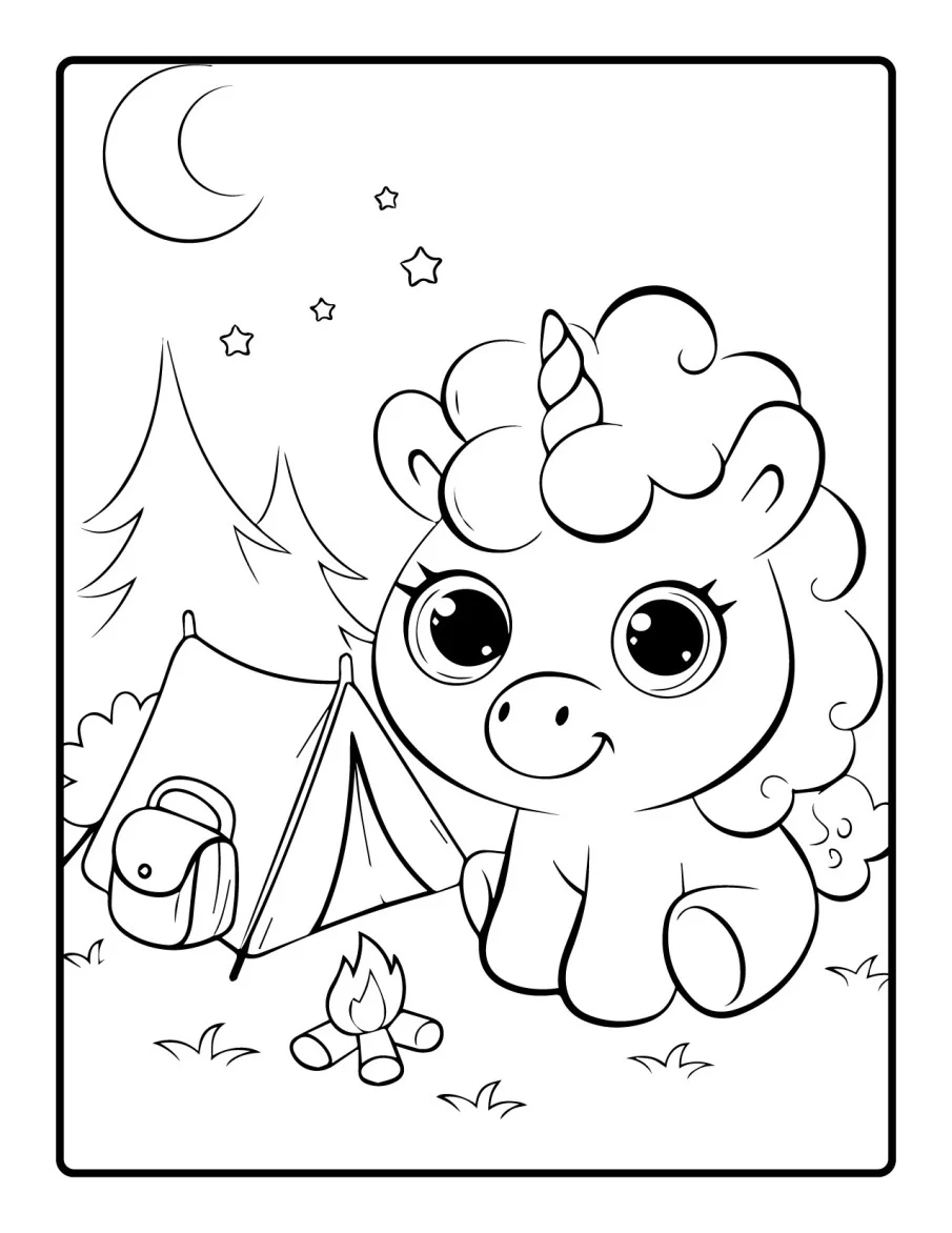 Desenho simples de Baby Unicórnio para colorir 16