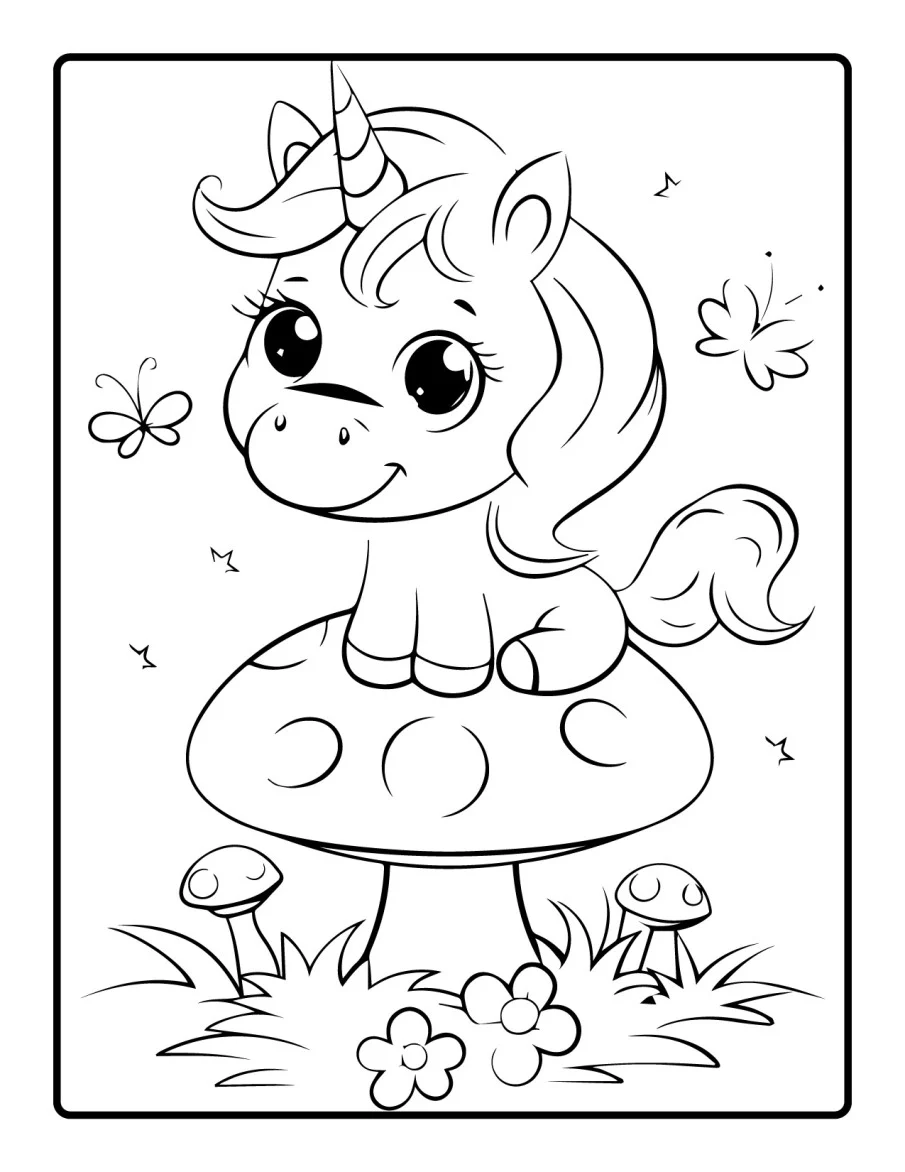 Desenho simples de Baby Unicórnio para colorir 17