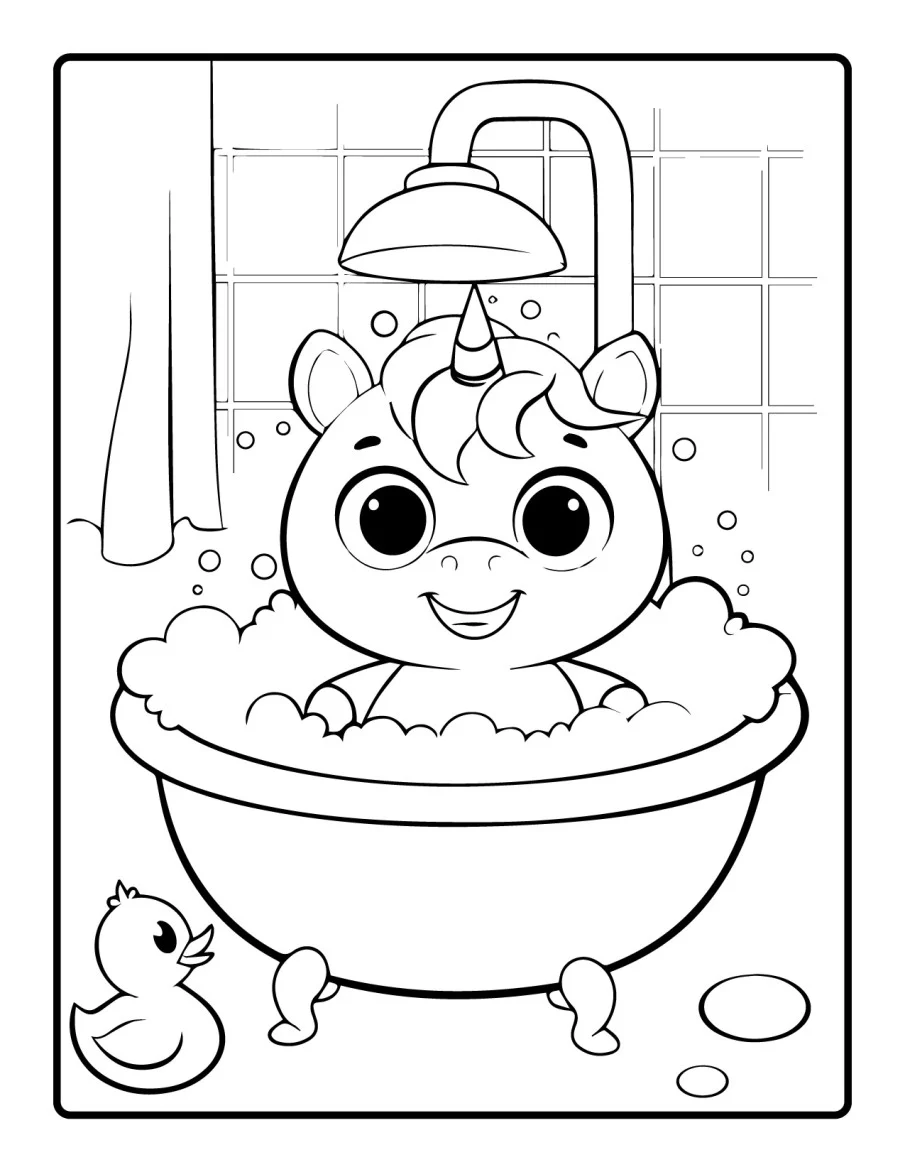 Desenho simples de Baby Unicórnio para colorir 18