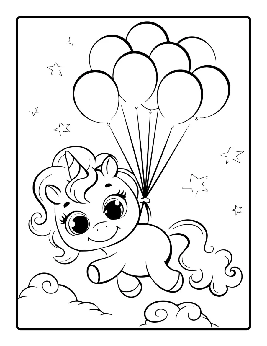 Desenho simples de Baby Unicórnio para colorir 2