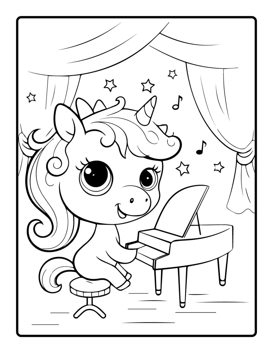 Desenho simples de Baby Unicórnio para colorir 20