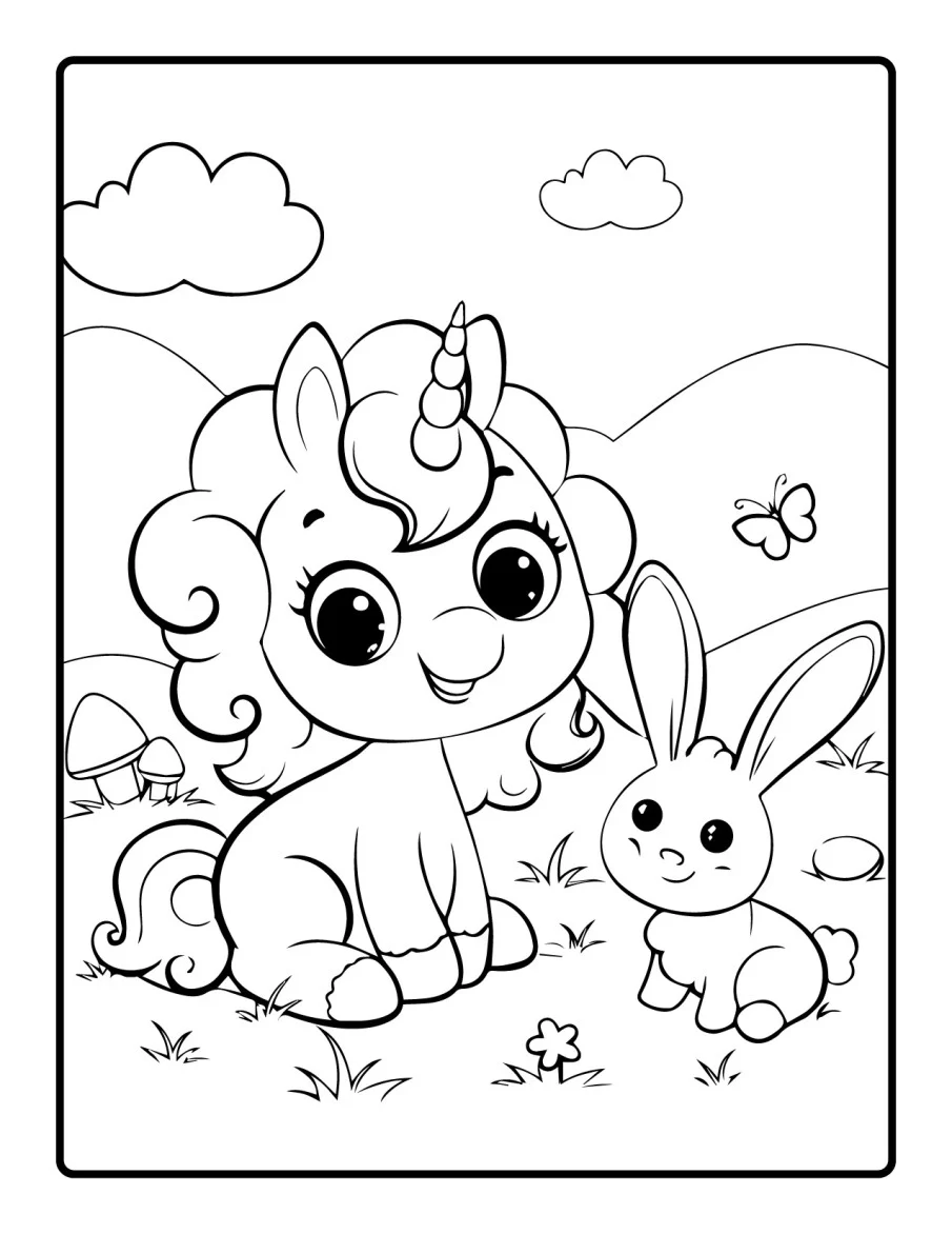 Desenho simples de Baby Unicórnio para colorir 22