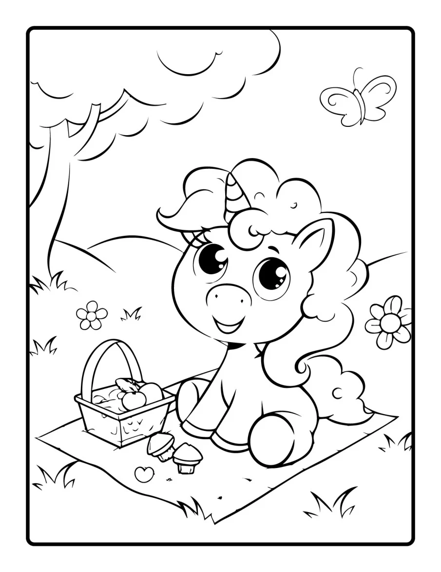 Desenho simples de Baby Unicórnio para colorir 23