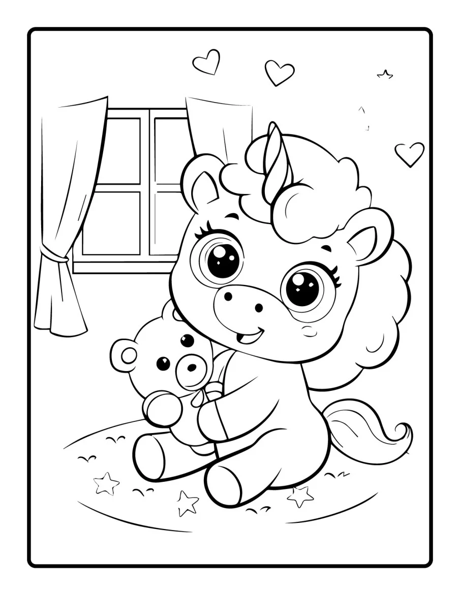 Desenho simples de Baby Unicórnio para colorir 24