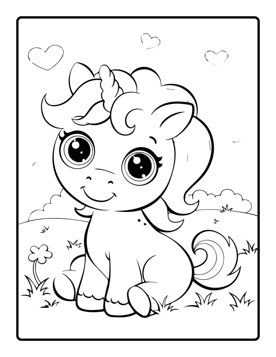 Desenho simples de Baby Unicórnio para colorir 25