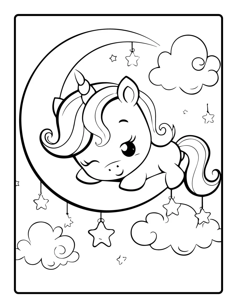 Desenho simples de Baby Unicórnio para colorir 28